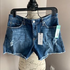 Just Black - Distressed Fray Hem Denim Shorts